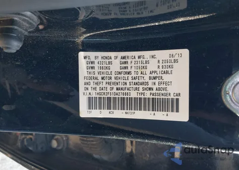 2013 Honda Accord Sport из США, поврежденный, VIN 1HGCR2F51DA276660